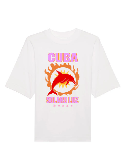 Oversize-T-Shirt mit Rundhalsausschnitt Cuba - Weiß